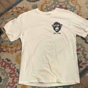 White Graphic Tee with Monkey Logo - EST. 1982